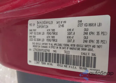 2007 Mitsubishi Raider Ls из США, поврежденный, VIN 1Z7HC22K07S162749